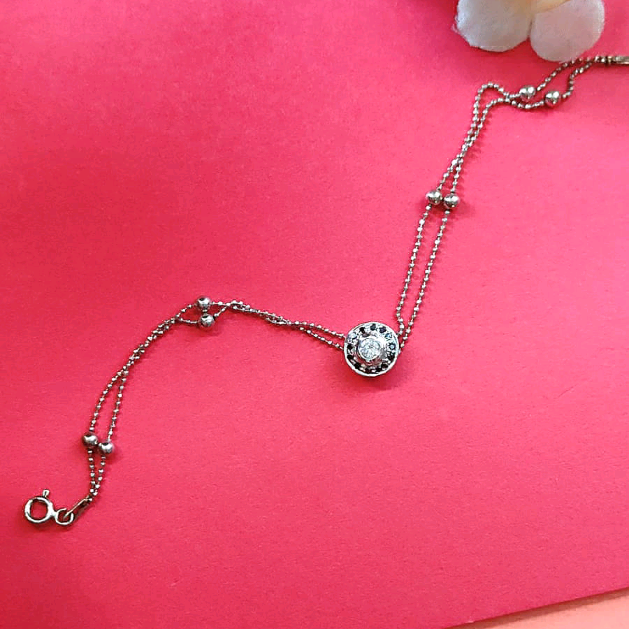 Two Layer Silver Beads CZ Bracelet 